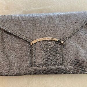 Brand New Nine West Silver Sequin Evening Clutch